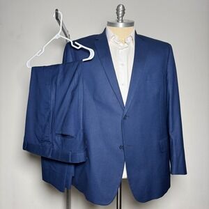 Studio 18 Men's Blue Textured Wool Blend Suit 52R‎ 38W